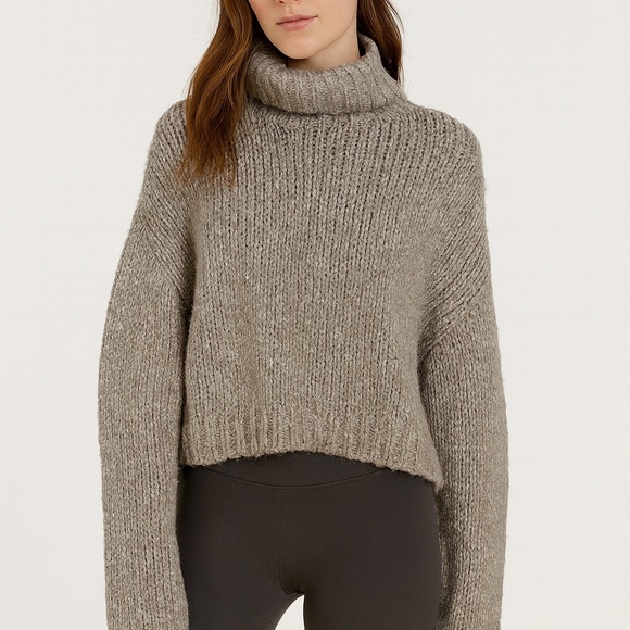 Oak + Fort | Chunky Knit Turtleneck Sweater | Size XS | Taupe Grey - Picture 1 of 6